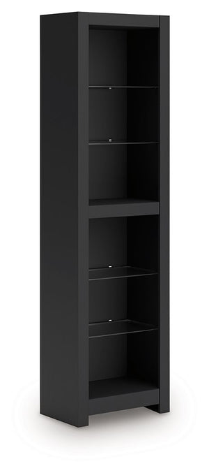 This pier is made with engineered wood (MDF/particleboard/plywood). Pairs with other items in the series to make an entertainment center.<br><br><b>Additional Dimensions</b><br><ul><li>Media opening (2): 0-"</li></ul><br/><br/><b>Product Features</b><ul><