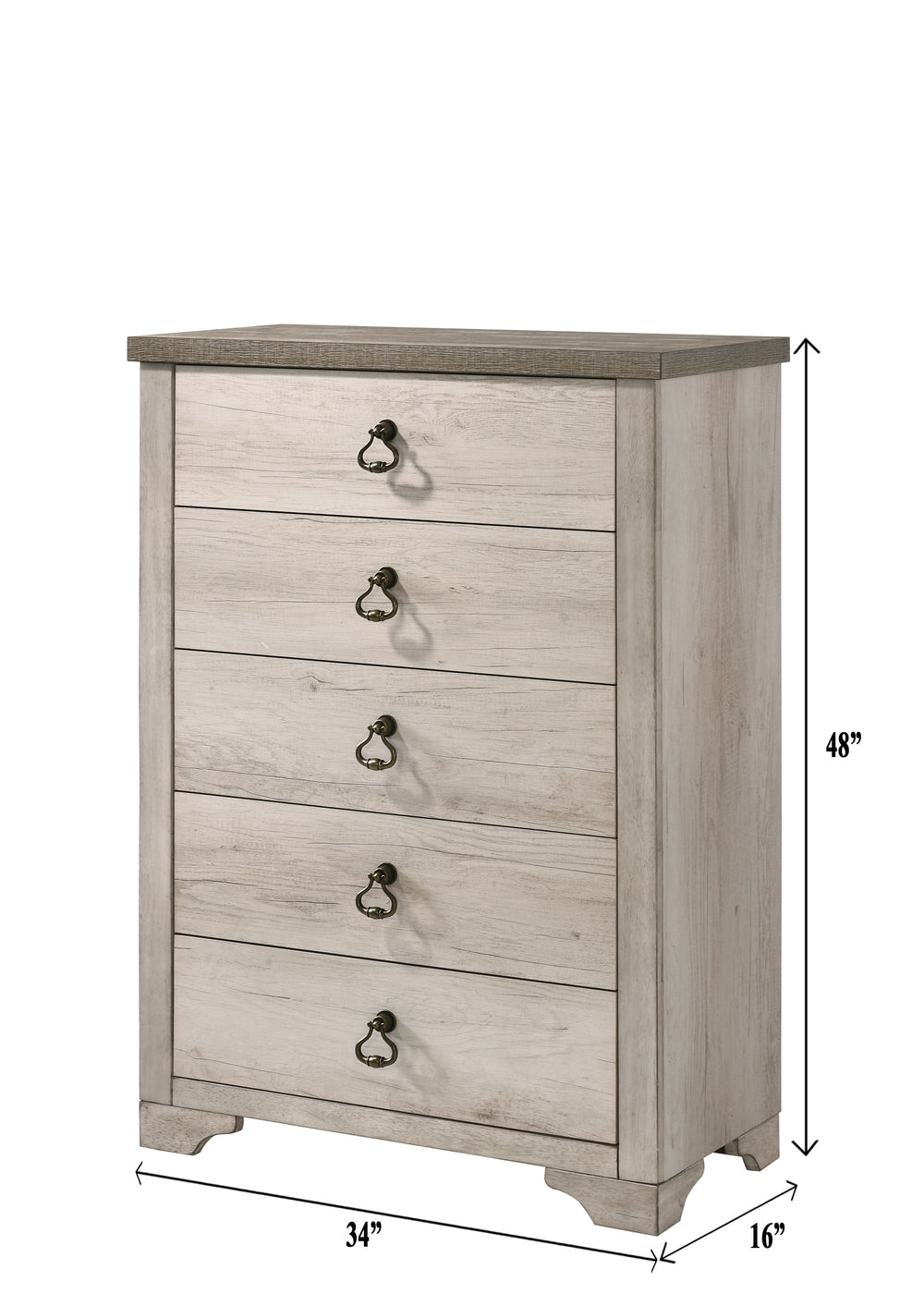 Elevate your sleeping quarters with this effortlessly elegant bedroom suite. The charming rustic-chic aesthetic is highlighted by a distressed finish and antique-style drawer pulls, offering a warm, inviting ambiance. The collection includes a stately bed