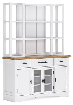  drawers and open shelves provide ample storage