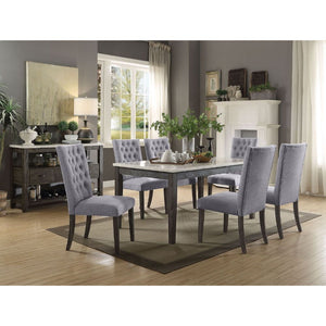Bring this traditional with a contemporary finish dining table to any dining room then it will instantly light up the room. The genuine marble table top will surely make any meal classier. It-'s sturdy wooden construction will also provide endless years o