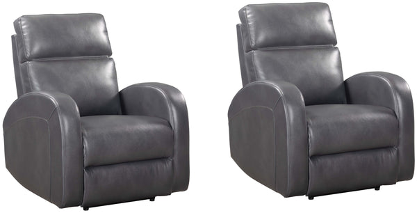 Covered in neutral Pebble Grey fabric and embellished with arched detail stitching, the Devin Power Recliner features an easy-to-operate switch to engage its smooth power recline feature.<br/><br/><b>Product Features</b><ul><li>Power recline</li><li>High 