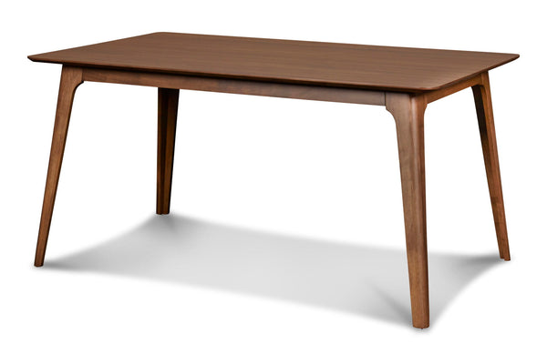 The Oscar Mid-Century Modern Wood Dining Table is a perfect blend of timeless style and practical functionality for your dining space. Crafted from solid Rubberwood and Walnut veneers, this dining table is designed to last, providing a durable and long-la