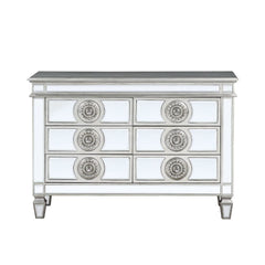 Server Storage: 6 Drawers Wooden Top & Frame, Raised Trim, Beveled-Mirror Inlay ((Door/Drw/Case), Tapered Leg CONSTRUCTION] Wooden Frame: Beveled Mirror, Wood (Poplar+Rbw), MDF Mirrored Tapered Leg Drawer: GLIDE Side Metal, HARDWARE: Single Crystal-like P