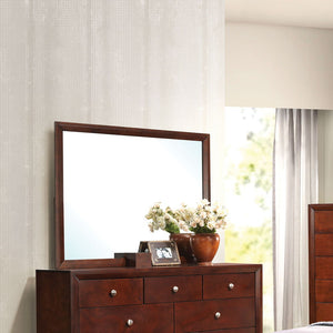The Ilana mirror is in brown cherry finish with a modern design. This mirror simply style with rectangular frame.<br/><br/><b>Product Features</b><ul><li>Case: 1Pc/1Ctn</li><li>Finish: Brown Cherry</li><li>Materials: Wood, Mirror, Veneer (Wood), Composite