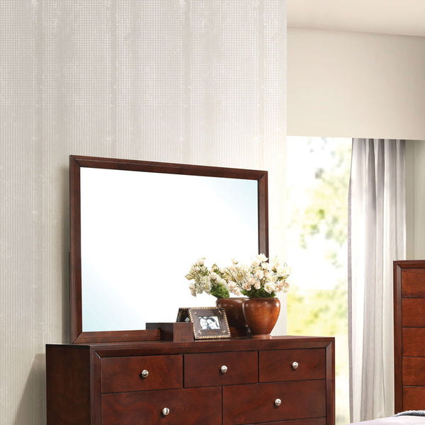 The Ilana mirror is in brown cherry finish with a modern design. This mirror simply style with rectangular frame.<br/><br/><b>Product Features</b><ul><li>Case: 1Pc/1Ctn</li><li>Finish: Brown Cherry</li><li>Materials: Wood, Mirror, Veneer (Wood), Composite