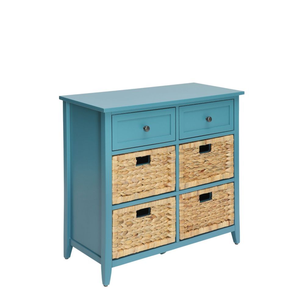 Get exceptional value on this transitional Filbert chest. Featuring a rich finish, the drawers and open compartment spaces give plenty of room for storage. The table looks great with or without the included wicker crate baskets.Â Some Assembly Required.<b