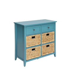 Get exceptional value on this transitional Filbert chest. Featuring a rich finish, the drawers and open compartment spaces give plenty of room for storage. The table looks great with or without the included wicker crate baskets.Â Some Assembly Required.<b