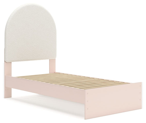 Wistenpine - Blush - Twin Upholstered Panel Bed With Side Storage