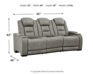 The Man-Den - Gray - PWR REC Sofa with ADJ Headrest