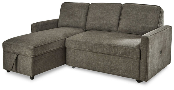 Kerle - Charcoal - Left Arm Facing Chaise with Pop Up Bed 2 Pc Sectional