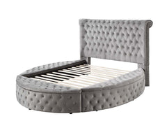 With a lavish movie star modern design, the Gaiva bed adds drama to your bedroom dcor. It has a tufted upholstered velvet fabric headboard and footboard. Built on a wooden frame with nailhead applications to add elegance to the bed. Adding further appeal 