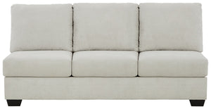 This armless sofa is made with polyester upholstery. Pairs with other items in the series to make a sectional.<br><br><b>Additional Dimensions</b><br><ul><li>Seat depth: 21-"</li><li>Seat height: 21-"</li><li>Top of cushion to top of back: 19-"</li><li>Le