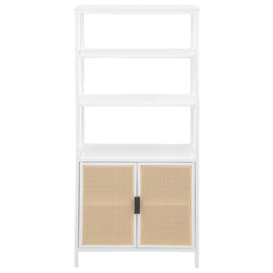 Amherst - 3-Shelf Radio Weave Cane Metal Accent Cabinet - White