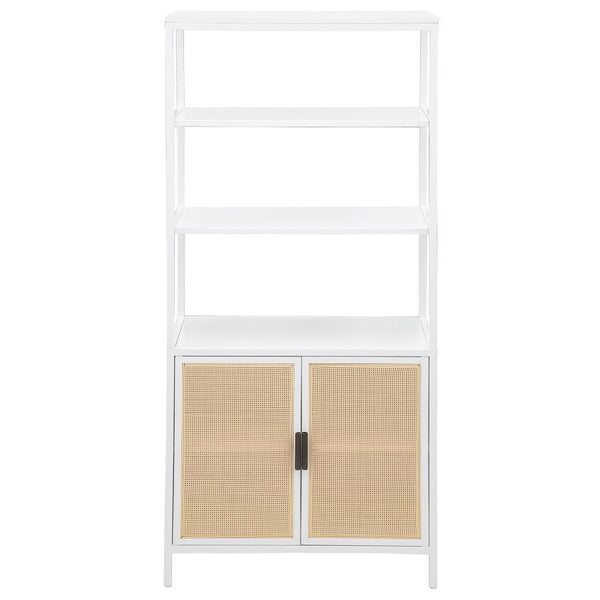 Amherst - 3-Shelf Radio Weave Cane Metal Accent Cabinet - White