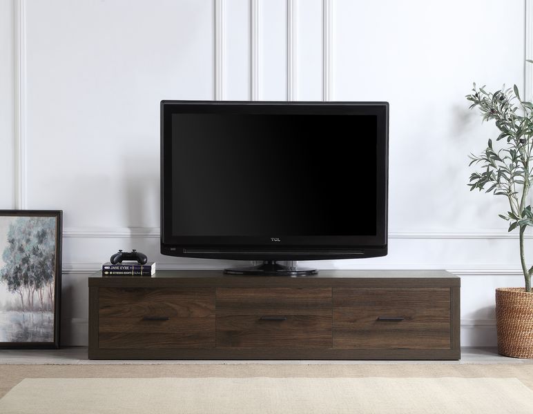 The Harel TV stand provides a clean, contemporary addition to your home decor. This amazing TV stand is perfect for most flat screens. The Harel TV stand is the ideal blend of style and functionality, with three large storage drawers. This versatile piece