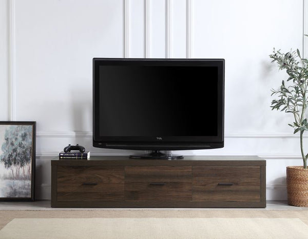 The Harel TV stand provides a clean, contemporary addition to your home decor. This amazing TV stand is perfect for most flat screens. The Harel TV stand is the ideal blend of style and functionality, with three large storage drawers. This versatile piece