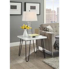 KD, Square End Table â€¢ No Storage: (Open Base) â€¢ Marble Top: Real Marble, Ply, Top Size: 1 Inch Thick (32mm), (Fixed Top/No Apron) â€¢ Metal Geometric Leg: Metal Tube<br/><br/><b>Product Features</b><ul><li>Occasional Table</li><li>NO Storage</li><li>