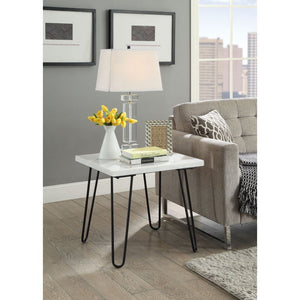 KD, Square End Table â€¢ No Storage: (Open Base) â€¢ Marble Top: Real Marble, Ply, Top Size: 1 Inch Thick (32mm), (Fixed Top/No Apron) â€¢ Metal Geometric Leg: Metal Tube<br/><br/><b>Product Features</b><ul><li>Occasional Table</li><li>NO Storage</li><li>
