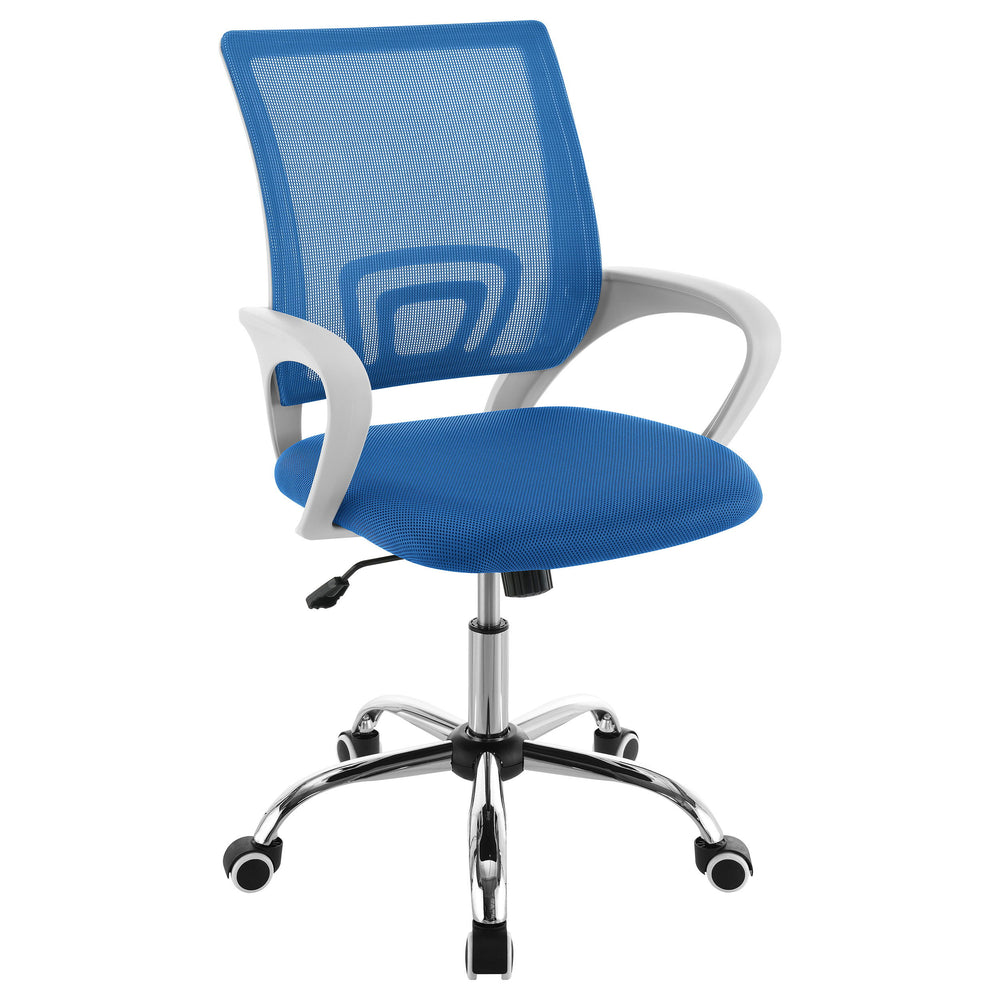 Bring modern precision and design to your workspace with a modern office chair. Complete with a swivel seat that adjusts for your comfort, the chair offers comfortable seating for all-day productivity. Suited to home and professional spaces, it includes a