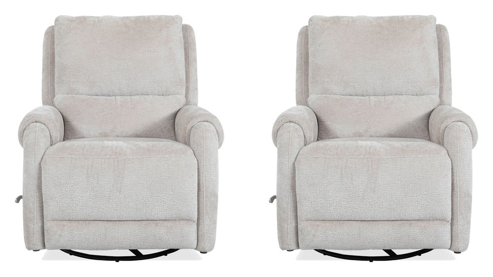 The Gentry recliner is designed for ultimate comfort and style, featuring a 360-degree swivel and a smooth, soundless glide, allowing you to effortlessly find your perfect position. Gentry has rounded curved arms generously wrapped in sumptuous padding an