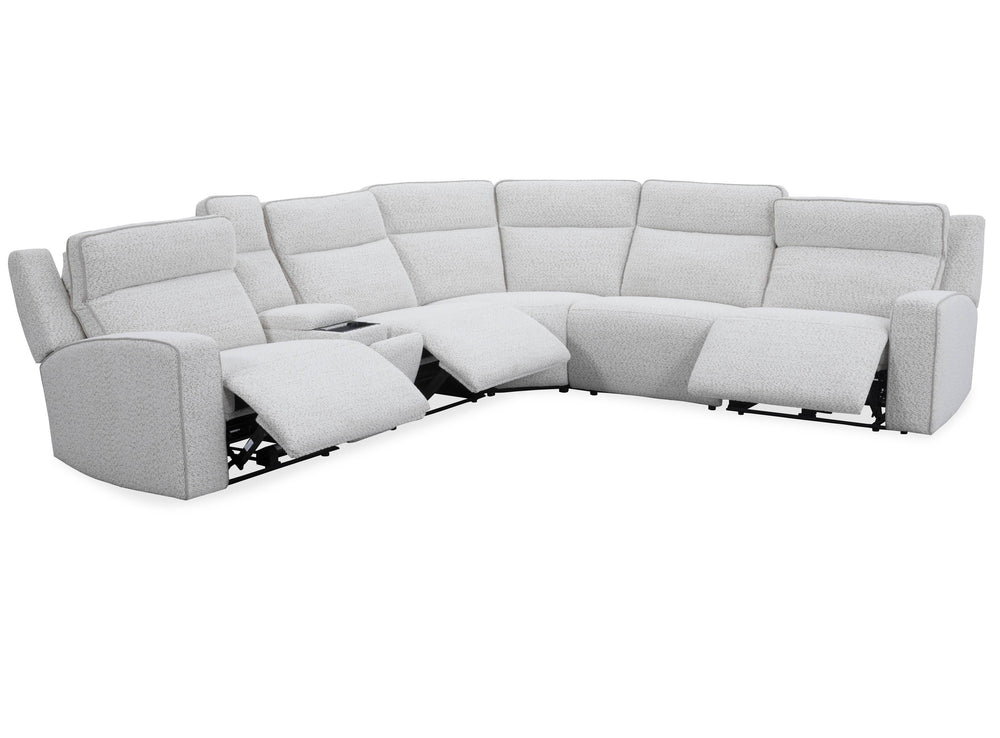 Lancaster features a zero-gravity power recline, adjustable power headrest, stylish track arms, and deep seats offering plush support. Its built-in USB and USB-C chargers make it easy to charge devices. The tilting console includes hidden cupholders, a wi