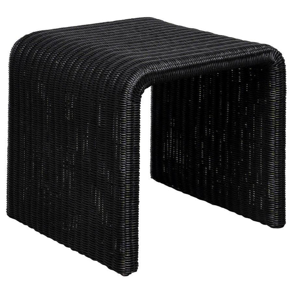 A retro-inspired woven texture turns this casual end table into a blast from the past, perfect for accenting your casual space. A minimalist inverted U-shape silhouette revisits 1970s furniture style and serves its purpose well. Made of black metal with a
