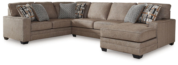 Classic, contemporary and cozy. With this sectional with chaise, relaxing in style is made easy. It takes a warm and inviting approach to versatile color, incorporating posh character into your space with its menswear-inspired upholstery. Graphic accent p