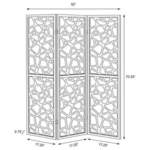 Nailan - 3-Panel Room Divider Folding Screen Open Mosaic - Black