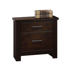 The Panang nightstand offers a sophisticated style in beautiful mahogany finish. With clean lines and contemporary style, this two-drawer nightstand with metal drawer pulls, provides elegance to warm your home with a stylish and relaxing environment. This