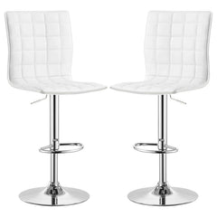 Gleaming chrome accentuates the clean, modern silhouette of this adjustable barstool. Its armless seat boasts a full back with waffle texturing created with intersecting lines for a dimensional look. Delivering appealing comfort, the barstool includes a h