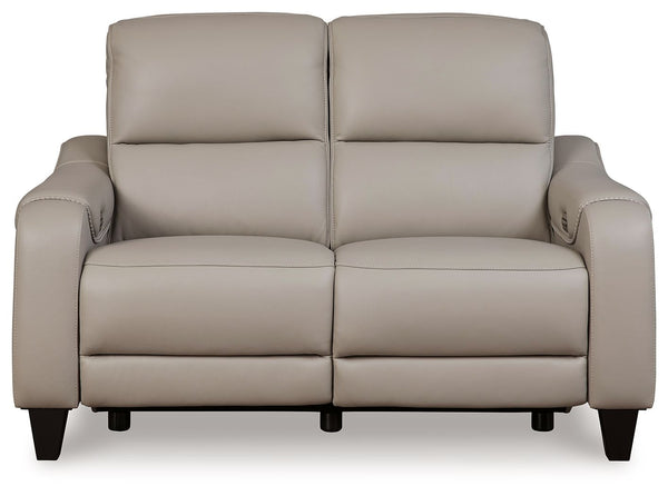 Mercomatic - Gray - Power Reclining Loveseat With Adj Headrest