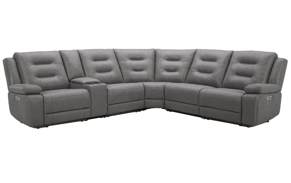 Caldwell - 6 Piece Modular Power Reclining Sectional With Power Adjustable Headrests - Tahoe Charcoal