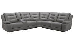 Caldwell - 6 Piece Modular Power Reclining Sectional With Power Adjustable Headrests - Tahoe Charcoal