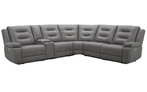 Caldwell - 6 Piece Modular Power Reclining Sectional With Power Adjustable Headrests - Tahoe Charcoal