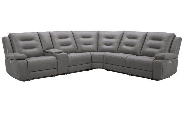 Caldwell - 6 Piece Modular Power Reclining Sectional With Power Adjustable Headrests - Tahoe Charcoal