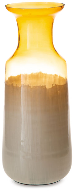 Mastering the art of simplicity, this contemporary vase in amber and white glass is enhanced with hand-painted ombre brushstrokes for a splash of color. The result? A stroke of genius.<br/><br/><b>Product Features</b><ul><li>Made of enamel glass</li><li>T