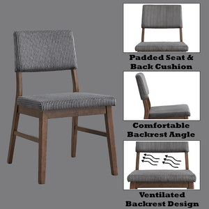 Seda - Side Chair (Set of 2) - Gray Corduroy & Walnut Finish