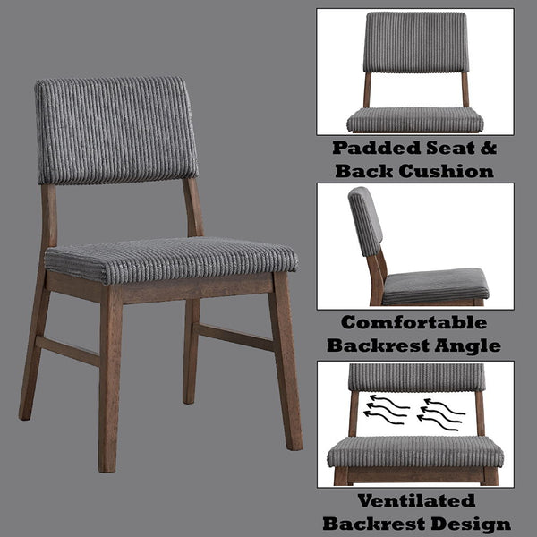 Seda - Side Chair (Set of 2) - Gray Corduroy & Walnut Finish