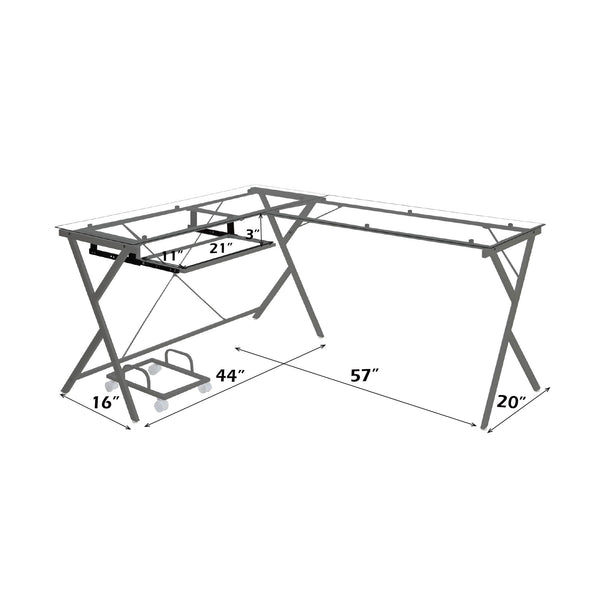 Dazenus - Desk - Clear Glass & Silver Finish - 28"