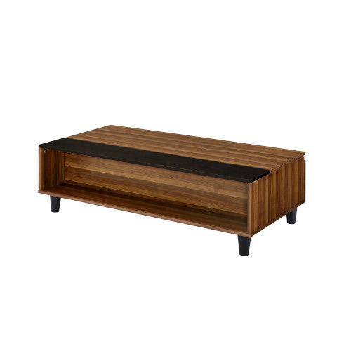 Set a contemporary foundation in your living room by adding this Avala coffee table. Combining built-in storage and shelving with a lifting top, the coffee table disguises abundance storage space and usability options. The raised lift top provides the per