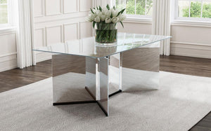  delivering dimension and depth in a refined space. Black trim complements V-shaped pedestals