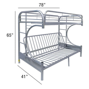 Eclipse - Twin Over Full Over Futon Bunk Bed - Silver