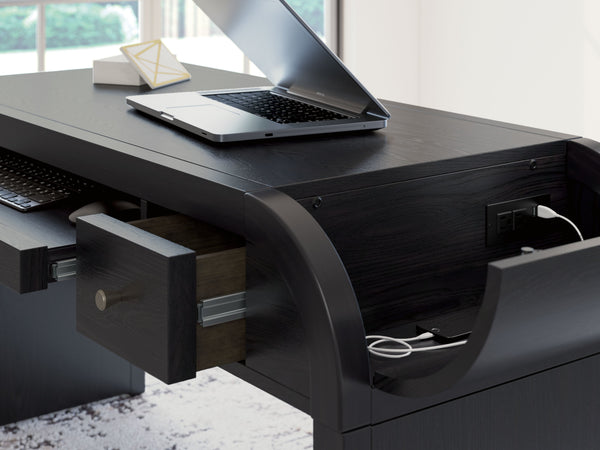 Rowanbeck - Black - 3 Pc. - Home Office Desk