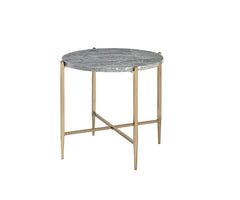 Sleek finish, sharp angles, and stylish designs were incorporated in this stunning modern piece. Shown in a champagne gold finish, the metal open base with X-shape support boasts a simple silhouette that exudes modern elegance. Round faux marble table top
