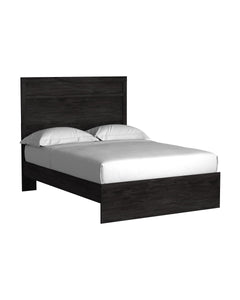 With its clean-lined look and modern attitude, this full panel bed is a fresh style awakening. Warm charcoal hue over replicated oak grain easily complements other furniture finishes. Simple, unadorned profile is given depth and dimension with the additio