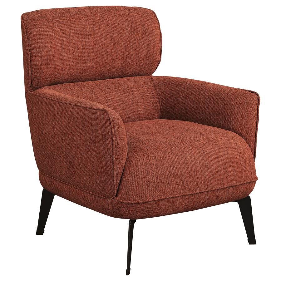 Check all the boxes for a comfortable and stylish addition to your living space. This chic accent chair reflects the best of both modern and transitional style elements. Gorgeous upholstery covers a chair made of wood products and padded with foam to crea