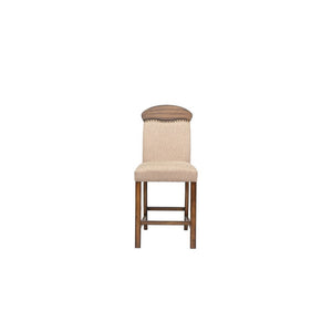 KD, Armless Chair (High Back) Stationary Seat: Counter Height Padded SEAT & BACK: Linen (Solid Pattern) Nail-head Trim (Top Backrest) Padded Backrest: Arched (Wooden Top) Seat Construction: Padded, Box Seat () Wooden Square-Tapered Leg Armless<br/><br/><b
