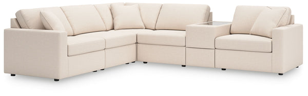 Looking cool and contemporary is great. But when it comes down to it, youâ€™re all about low-maintenance lounging. With the performance fabric on this sectional with console, cleaning spills is a breeze. Its customizable modular design caters to your ever