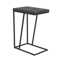 This versatile C-table combines functionality and sleek design, perfect for modern living spaces. Crafted with an engineered wood top featuring a scratch-resistant rustic grey laminate veneer, it offers durability and style. The top folds out, providing e