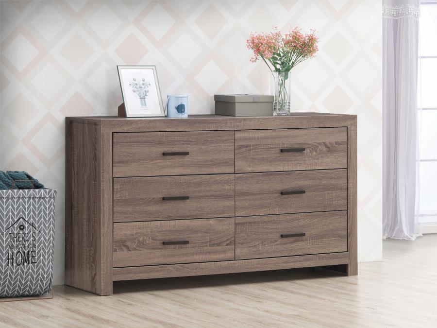 This six-drawer dresser offers a perfect balance of style and storage. Its clean-lined frame complements modern and contemporary spaces, while six spacious drawers provide ample room for clothing and accessories. Crafted from engineered wood with a durabl